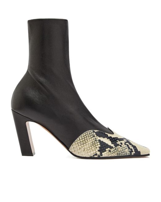 Khaite Black Nevada 85 Python-Effect Leather Ankle Boots