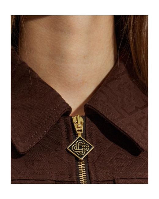 Casablanca Brown Monogram Jacquard Zip-Front Shirt Dress