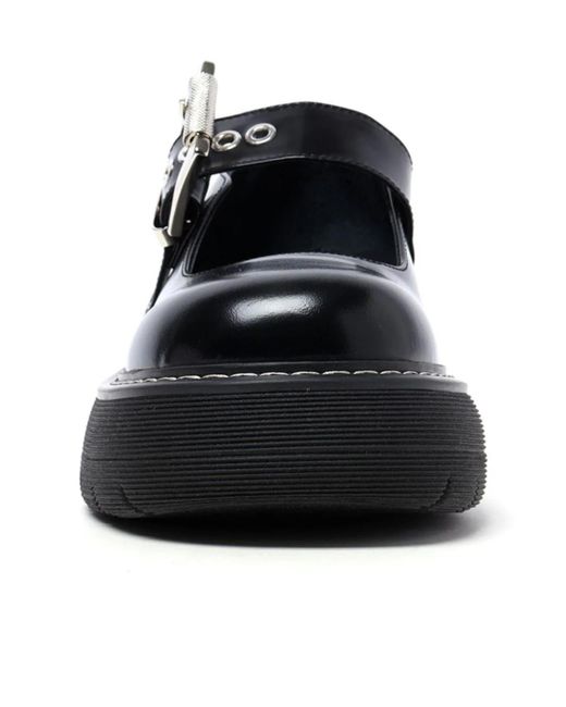 MSGM Black Buckle Platform Mary Jane Shoes