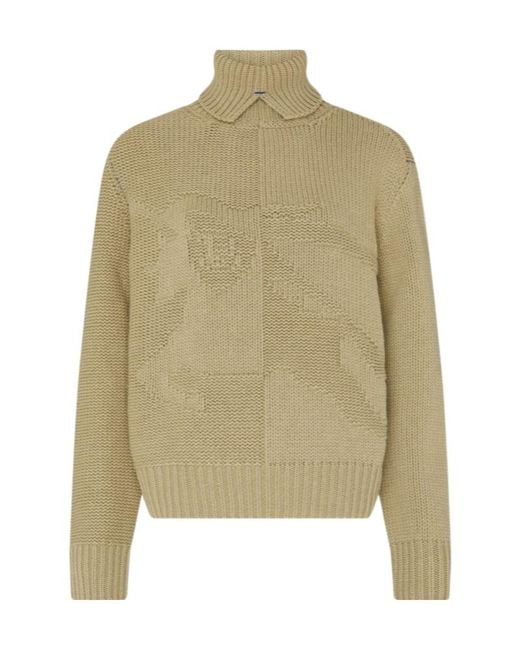 Burberry Natural Ekd Cashmere Roll-Neck Sweater