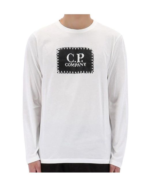 C P Company White Long-Sleeved T-Shirt for men