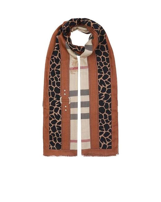 Burberry Brown Checkered Detail Scarf