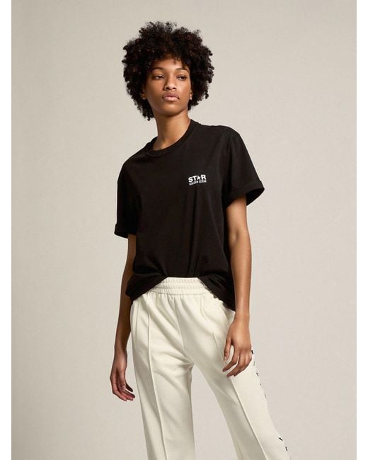Golden Goose Deluxe Brand Black Logo Printed Crewneck T-Shirt
