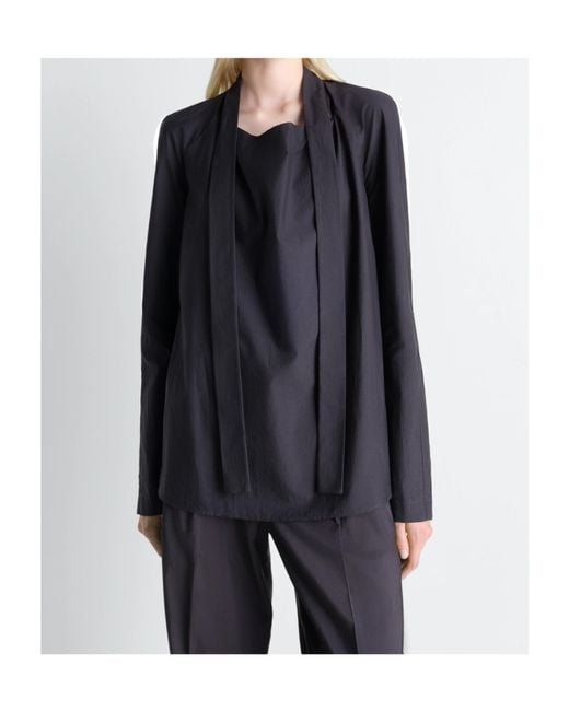Lemaire Black Ascot Collar Relaxed Shirt