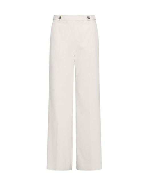 Marella White Stretch Cotton-Blend Trousers