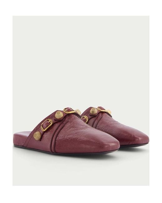 Balenciaga Brown Cargole Stud Embellished Slippers