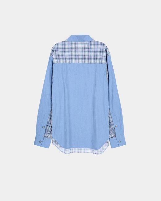 ANDERSSON BELL Blue Mesh Patchwork Shirt for men