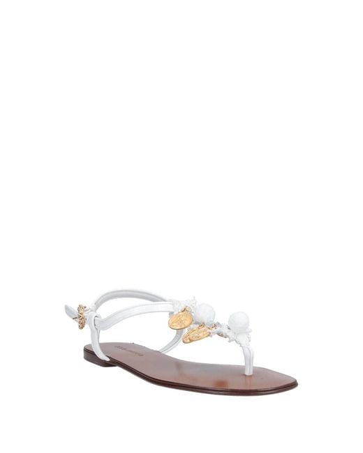 Dolce & Gabbana White Solid Color Flip Flops