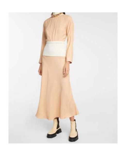 Jil Sander Natural High-Neck Knit Midi Dress