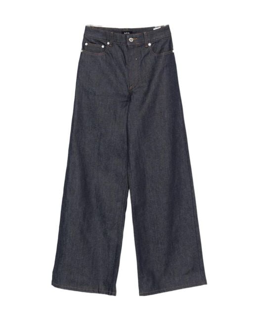 A.P.C. Blue Wide-Leg Loose Jeans
