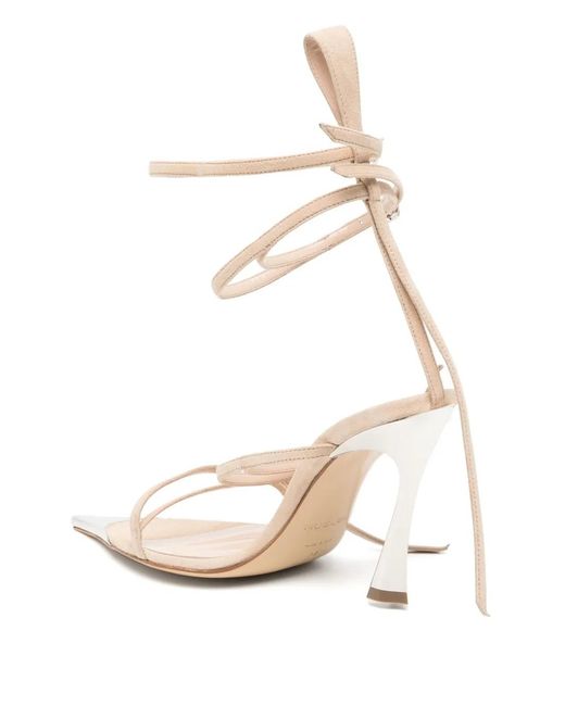 Mugler White 95Mm Leather Strappy Fang Sandals