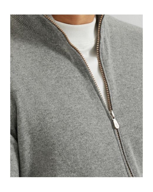 Brunello Cucinelli Gray Long-Sleeved Cashmere Cardigan for men