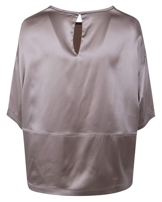Brunello Cucinelli Purple Keyhole Crewneck Top