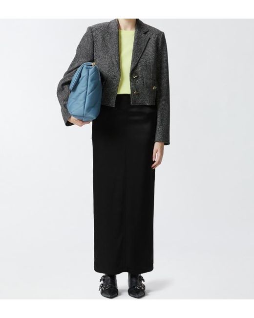 Pinko Black Rear Slit Long Satin Skirt