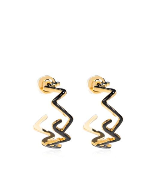 Marni White Zig-Zag Hoop Earrings