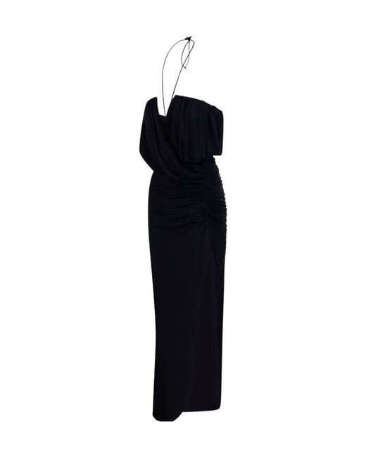 Amazuìn Black Backless Pleated Dress