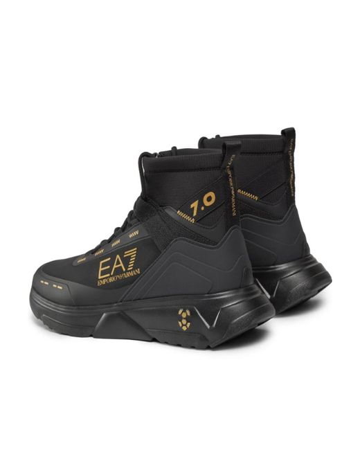 EA7 Black High-Top Casual Sneakers for men