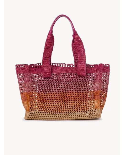 Chloé Red Chloé Summer Banana Open-Weave Tote Bag