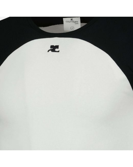 Courreges Black Courrèges Circle Contrast Raglan-Sleeve Crewneck T-Shirt for men