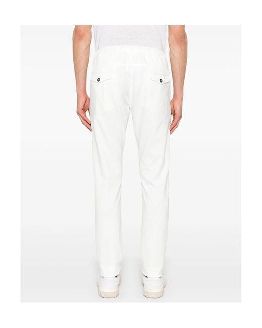 Eleventy White Drawstring Tapered Pants for men