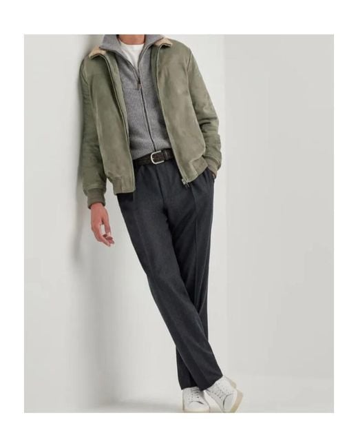 Canali Gray Melange Wool And Cashmere Zippered Cardigan for men
