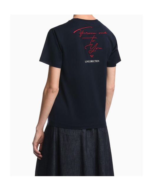 Emporio Armani Blue Mercerized Jersey T-Shirt Valentine's Day Capsule