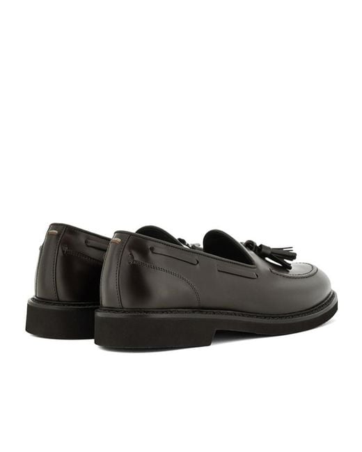 Canali Black Tassel-Detail Leather Boat Shoes for men