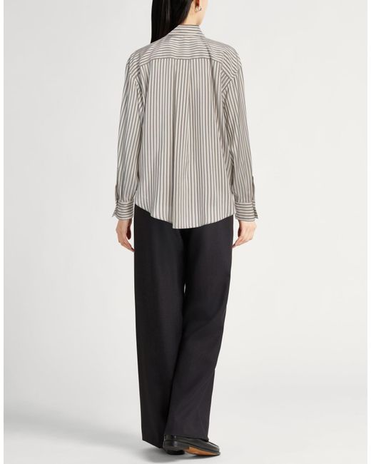 Brunello Cucinelli Gray Striped Long Sleeve Shirt