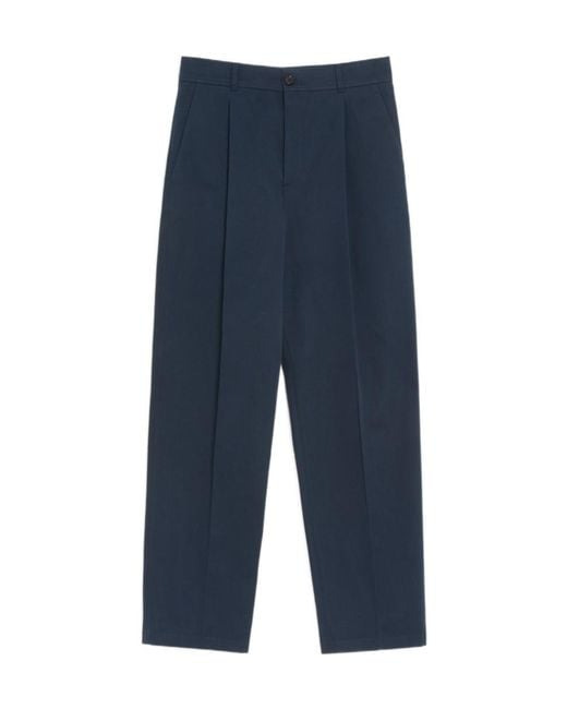 Valentino Blue Pleated Straight Leg Pants for men