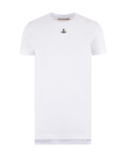 Vivienne Westwood White Orb Logo-Embroidered Crewneck T-Shirt for men