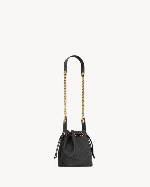 Saint Laurent Black Cassandre Logo Plaque Bucket Bag