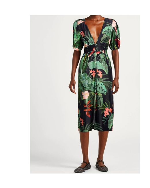 Farm Rio Green Short-Sleeved Dress
