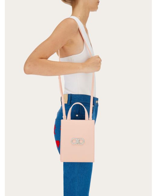 Ferragamo Pink Gancini-Plaque Mini Tote Bag