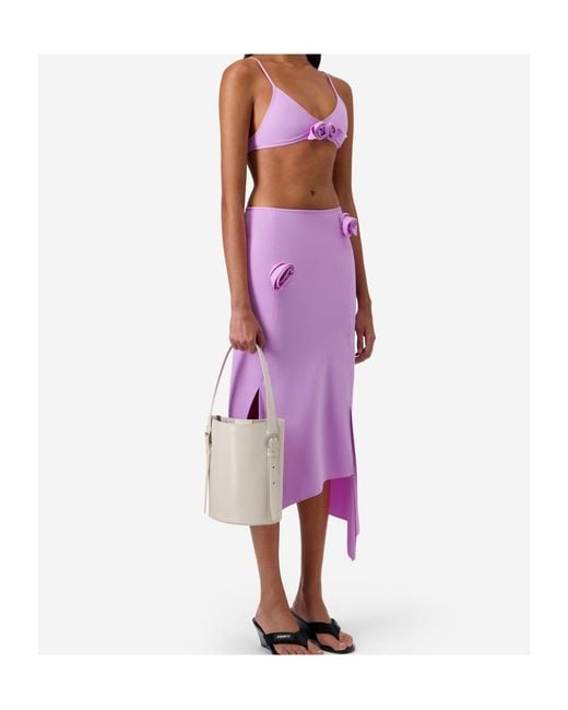 Coperni Purple Floral Asymmetric Mid Skirt