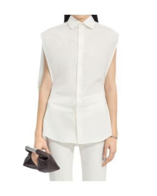 MM6 by Maison Margiela White Embroidered Sleeveless Shirt