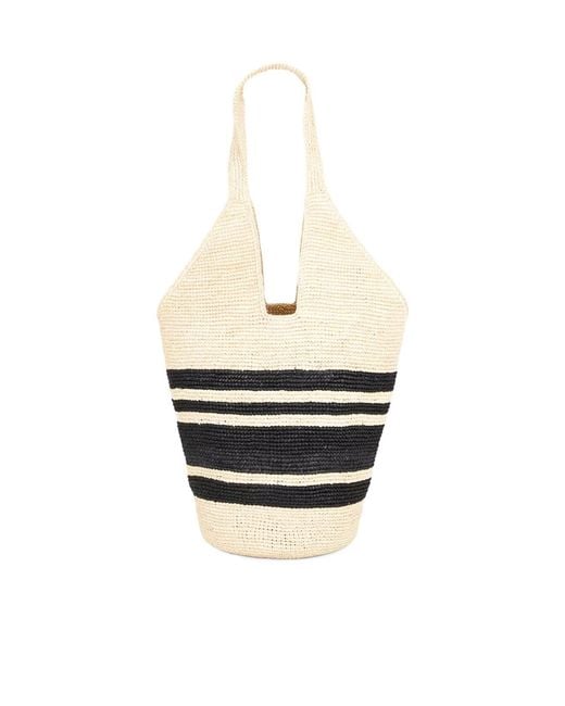 Anine Bing White Stripes Leah Tote Bag
