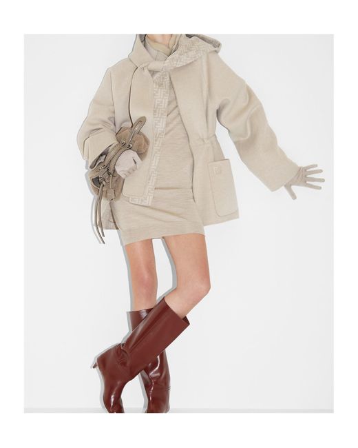 Fendi Natural Ff Motif Hooded Jacket