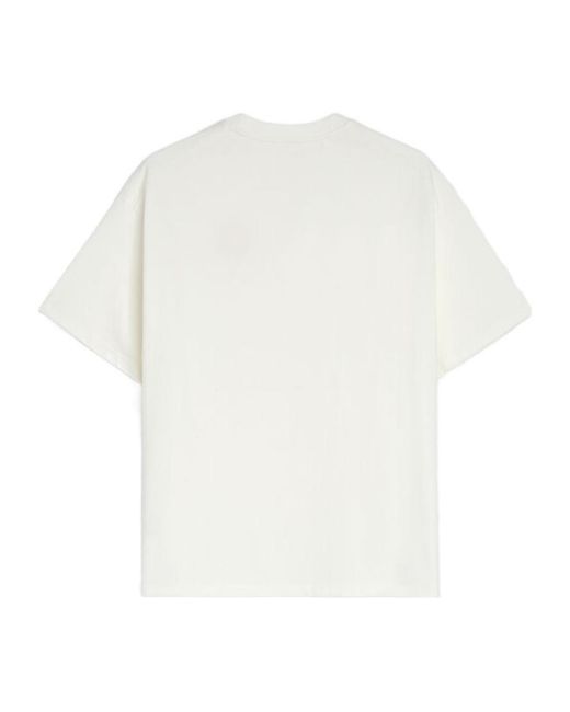 Jil Sander White Horseshoe Embroidered Crew-Neck T-Shirt for men