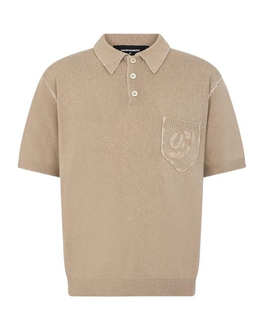 DSquared² Natural Logo Patch Pocket Polo Shirt for men