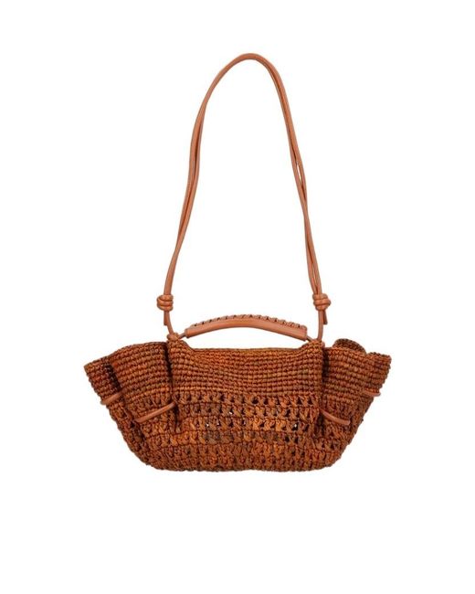Hereu Brown Mini Arta Woven Shoulder Bag