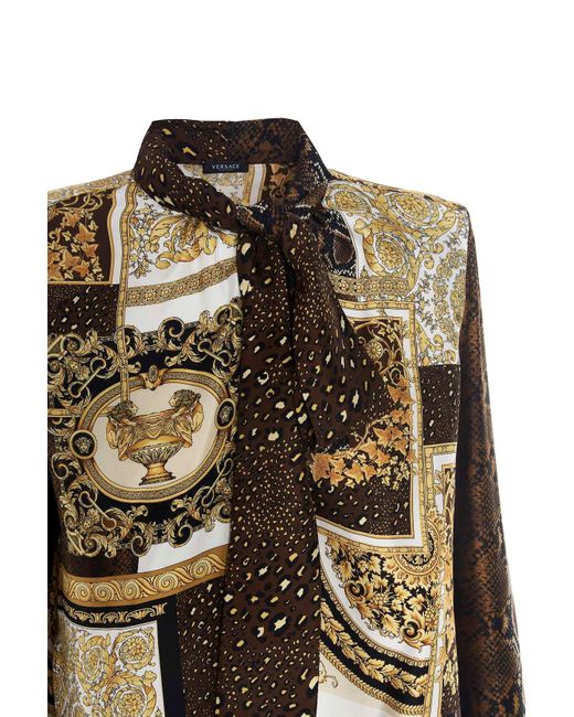 Versace Multicolor Printed Pussy-Bow Blouse