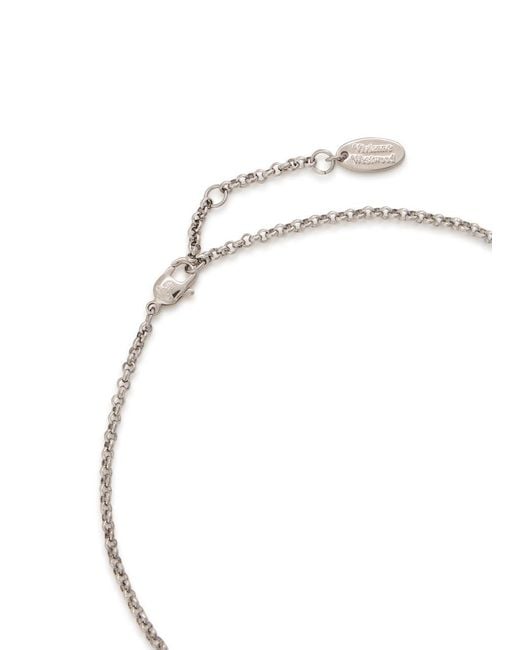 Vivienne Westwood Metallic Mini Bas Relief Pendant Crystal-Embellished Orb Necklace