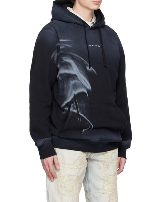 1017 ALYX 9SM Blue Logo-Print Wave Hoodie for men