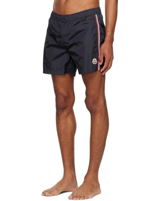 Moncler Blue Logo Patch Boxer Swim Shorts for men