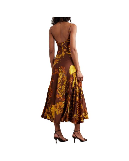 Donde Esteban Metallic Printed Satin Midi Dress