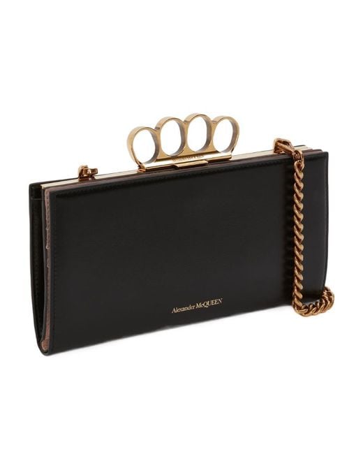 McQueen Black Four-Ring Detail Clutch Bag