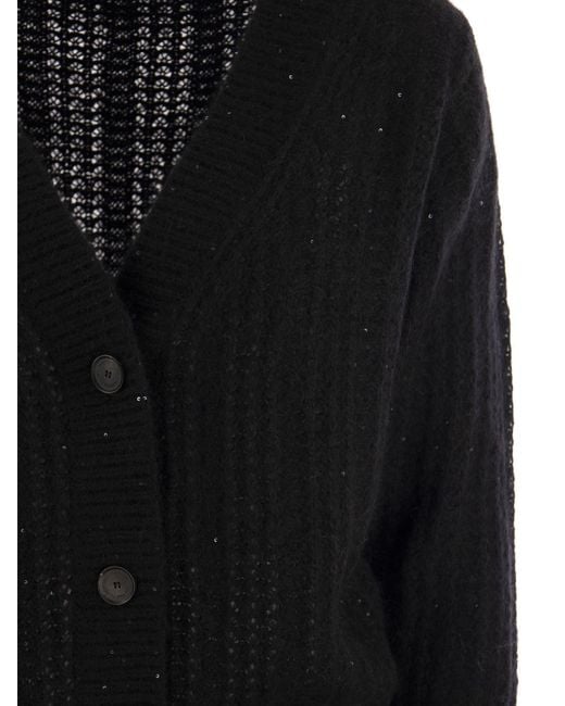 Fabiana Filippi Black Sequin-Embellished V-Neck Cardigan