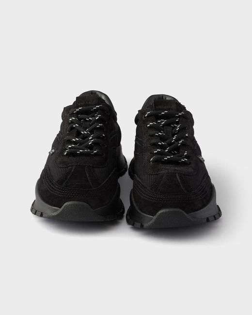 Prada Black Mesh Fabric And Suede Sneakers