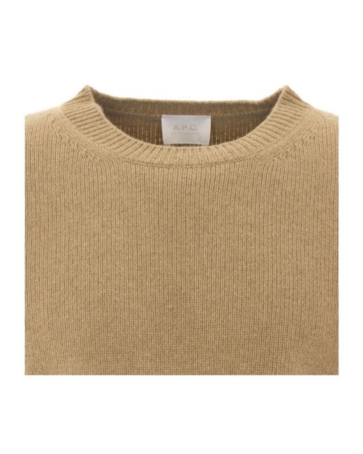 A.P.C. Natural Logo Crewneck Knitted Sweater for men