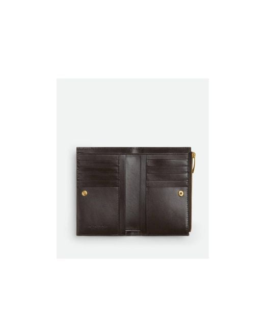 Bottega Veneta Gray Medium Intrecciato Bi-Fold Zip Wallet